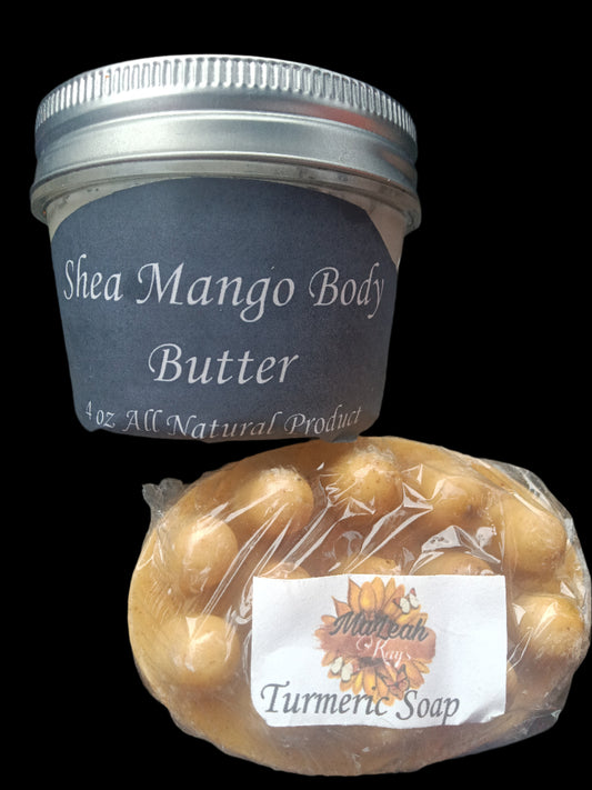 Shea Mango Body Butter & Massaging Turmeric Soap Set