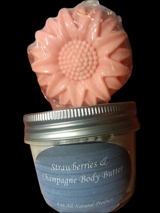 Strawberries & Champagne Body Butter & Strawberries & Champagne Soap Set